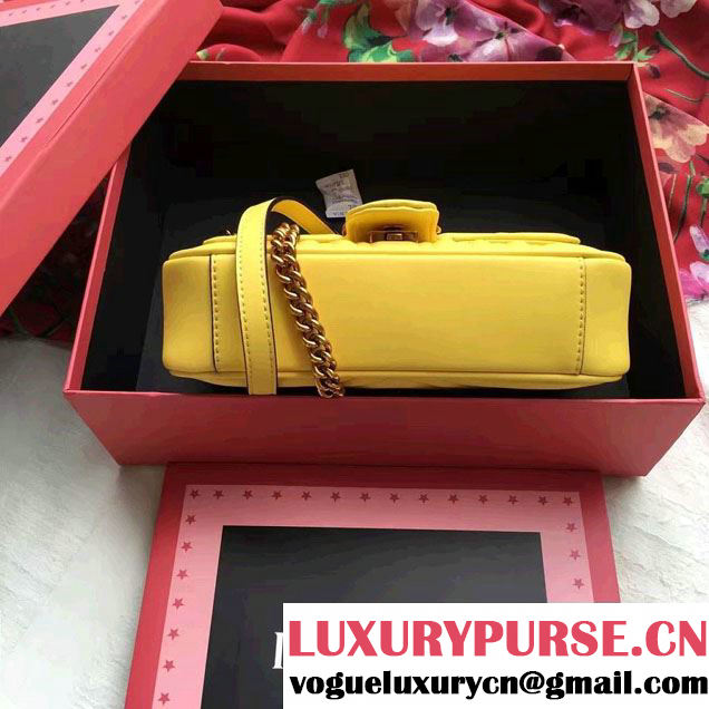 Gucci GG Marmont Matelassé Chevron Mini Chain Shoulder Bag 446744 Yellow 2016