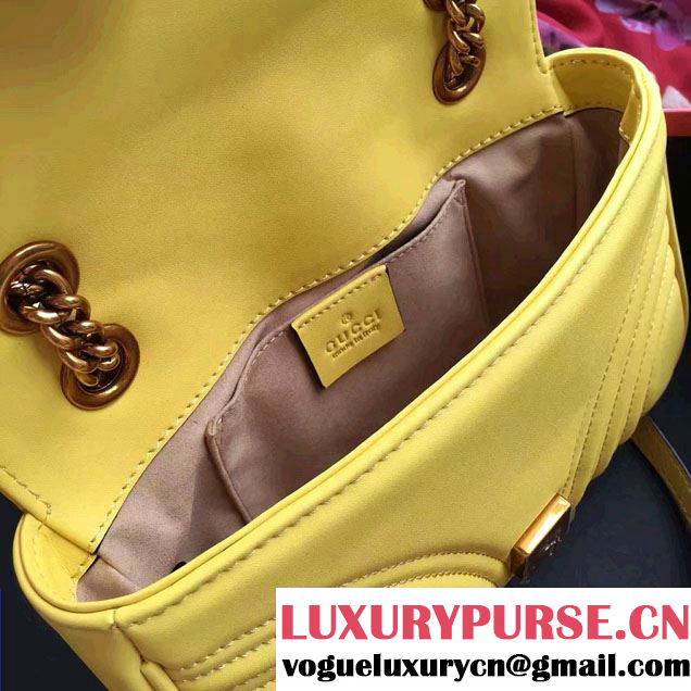 Gucci GG Marmont Matelassé Chevron Mini Chain Shoulder Bag 446744 Yellow 2016