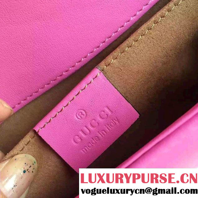 Gucci GG Marmont Matelassé Chevron Mini Chain Shoulder Bag 446744 Pink 2016