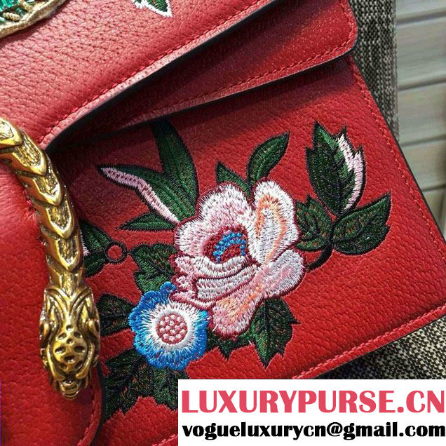 Gucci Dionysus Raccoon And Floral Crystal Embroidered Shoulder Medium Bag 400235 Red 2016
