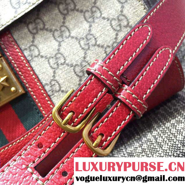 Gucci GG Canvas Web Shoulder Bag 441984 Red 2016