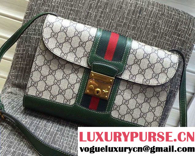 Gucci GG Canvas Web Shoulder Bag 441984 Green 2016