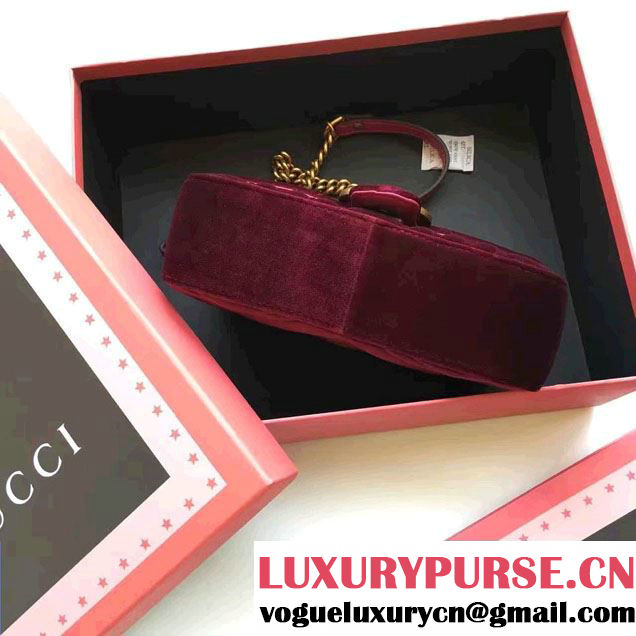 Gucci GG Marmont Matelassé Chevron Velvet Mini Chain Shoulder Bag 446744 Purple 2016