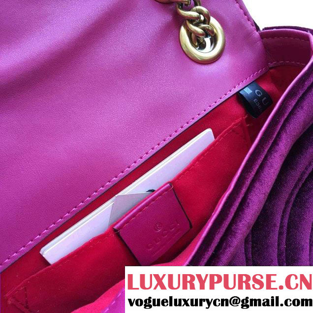 Gucci GG Marmont Matelassé Chevron Velvet Mini Chain Shoulder Bag 446744 Purple 2016