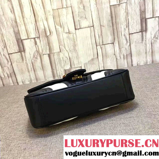 Gucci GG Marmont Matelassé Chevron Small Chain Shoulder Bag 443497 Black/White 2016