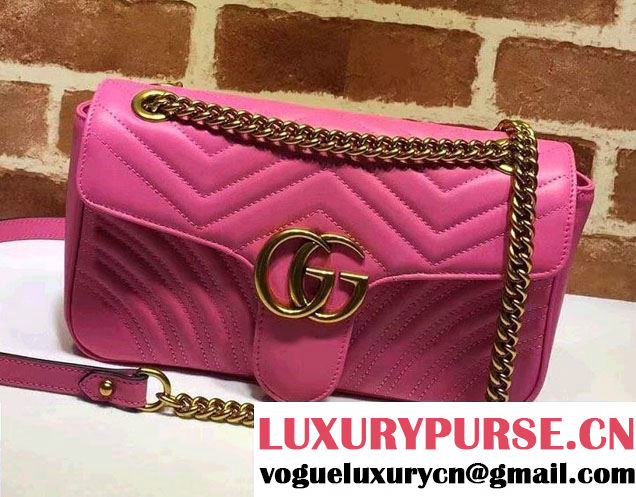 Gucci GG Marmont Matelassé Chevron Small Chain Shoulder Bag 443497 Pink 2016