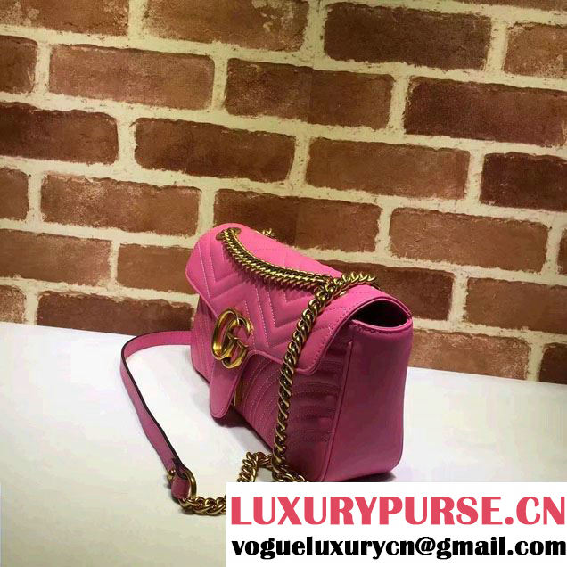 Gucci GG Marmont Matelassé Chevron Small Chain Shoulder Bag 443497 Pink 2016