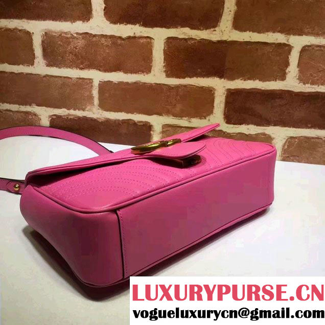 Gucci GG Marmont Matelassé Chevron Small Chain Shoulder Bag 443497 Pink 2016