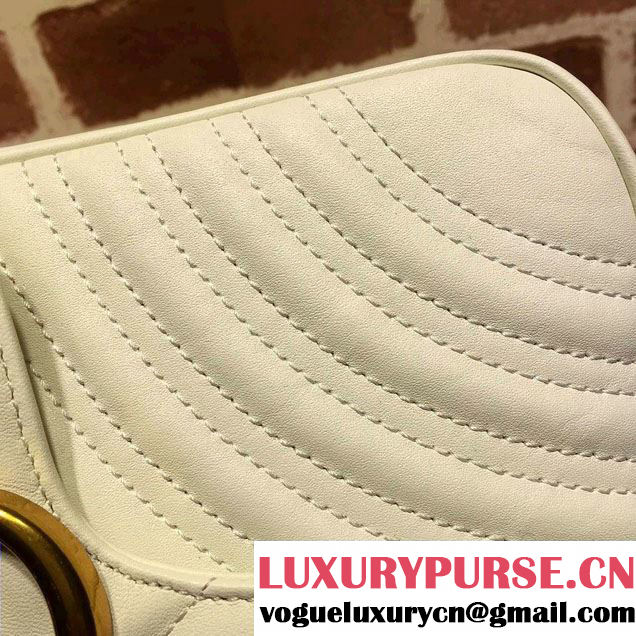 Gucci GG Marmont Matelassé Chevron Small Chain Shoulder Bag 443497 White 2016