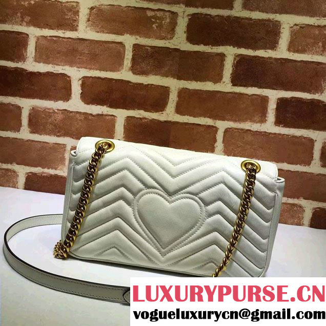 Gucci GG Marmont Matelassé Chevron Small Chain Shoulder Bag 443497 White 2016