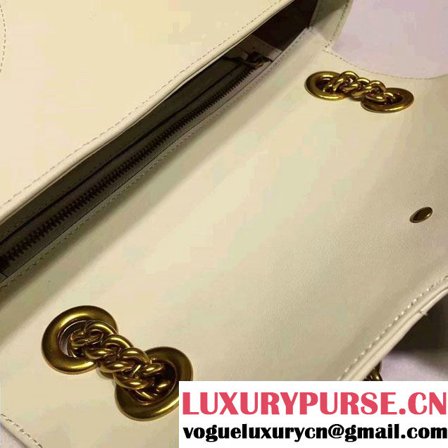 Gucci GG Marmont Matelassé Chevron Small Chain Shoulder Bag 443497 White 2016