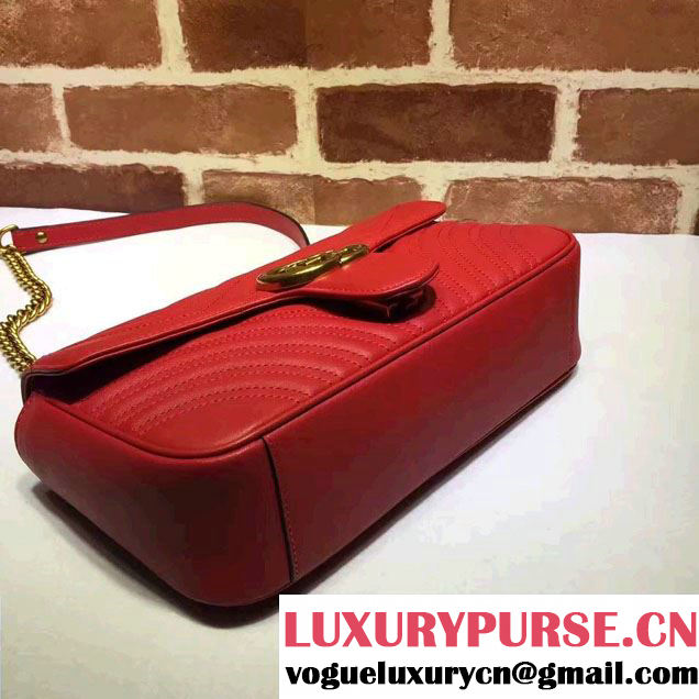 Gucci GG Marmont Matelassé Chevron Small Chain Shoulder Bag 443497 Red 2016