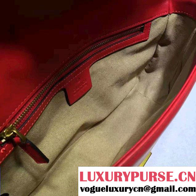 Gucci GG Marmont Matelassé Chevron Small Chain Shoulder Bag 443497 Red 2016