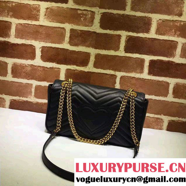 Gucci GG Marmont Matelassé Chevron Small Chain Shoulder Bag 443497 Black 2016