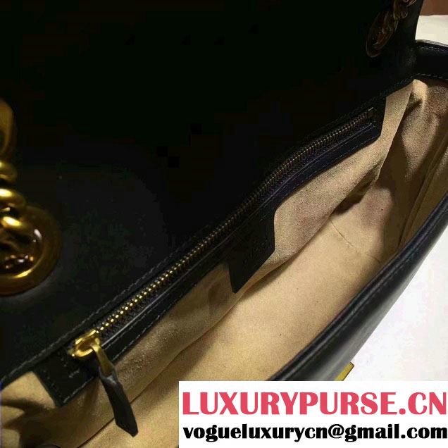Gucci GG Marmont Matelassé Chevron Small Chain Shoulder Bag 443497 Black 2016