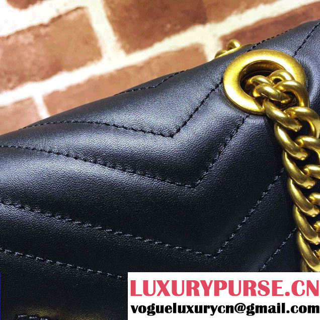 Gucci GG Marmont Matelassé Chevron Small Chain Shoulder Bag 443497 Black 2016