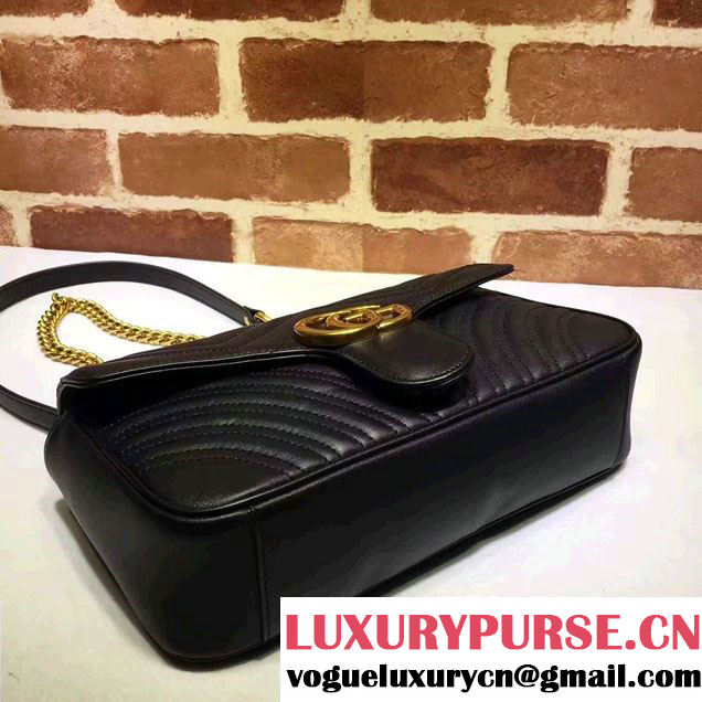 Gucci GG Marmont Matelassé Chevron Small Chain Shoulder Bag 443497 Black 2016
