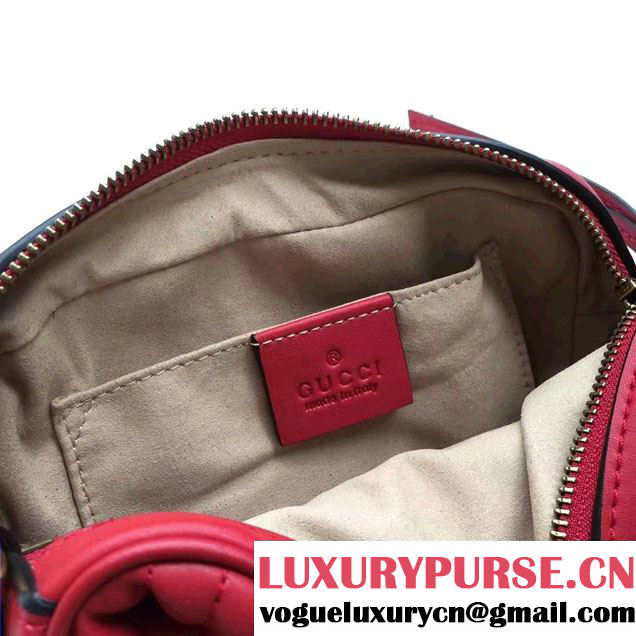 Gucci GG Marmont Matelassé Chevron Mini Chain Shoulder Camera Bag 448065 Red 2016
