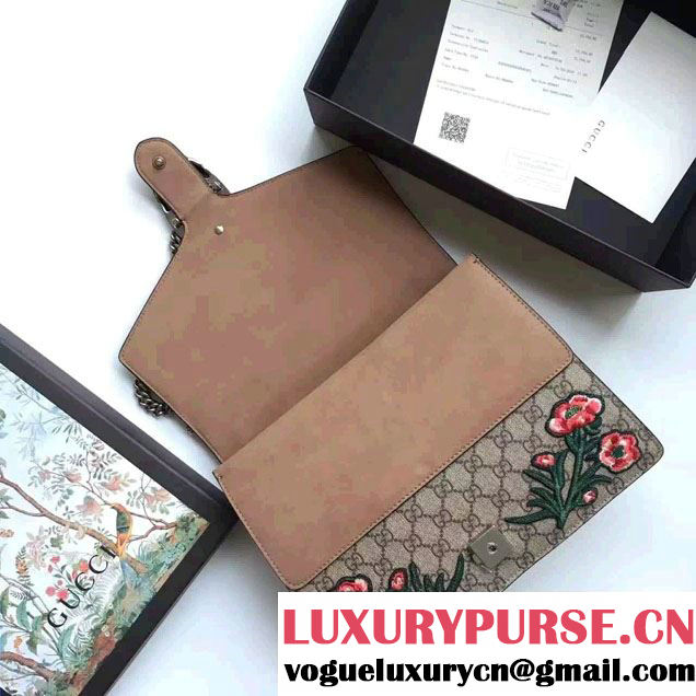 Gucci Sequins Butterfly And Ananas Embroidered Dionysus GG Supreme Medium Bag 400235 2016