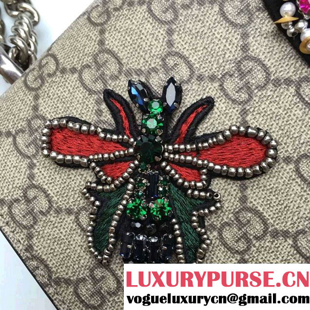 Gucci Sequins Butterfly And Ananas Embroidered Dionysus GG Supreme Medium Bag 400235 2016