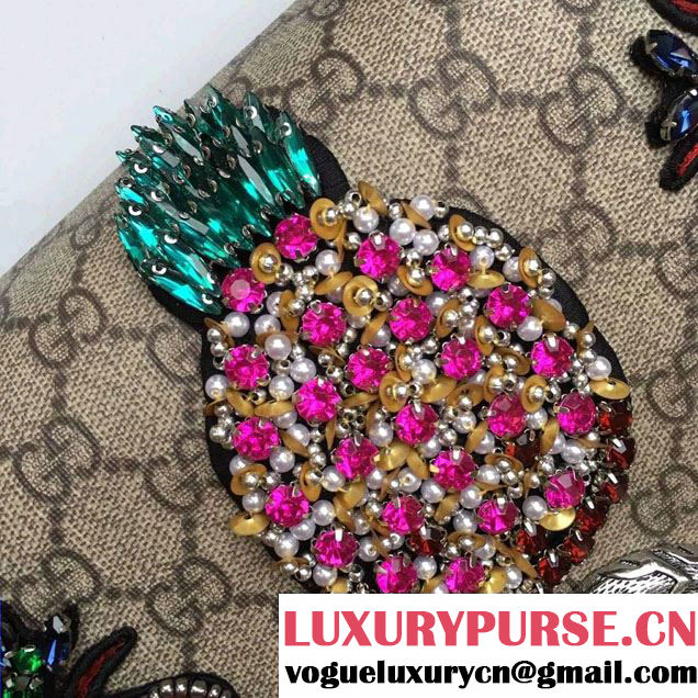 Gucci Sequins Butterfly And Ananas Embroidered Dionysus GG Supreme Medium Bag 400235 2016
