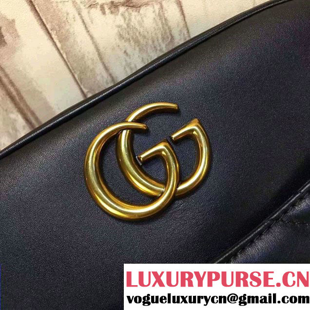 Gucci GG Marmont Matelassé Chevron Shoulder Medium Bag 443499 Black 2016