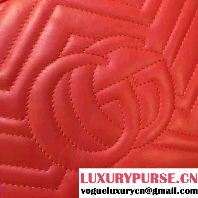 Gucci GG Marmont Matelassé Chevron Shoulder Medium Bag 443499 Red 2016