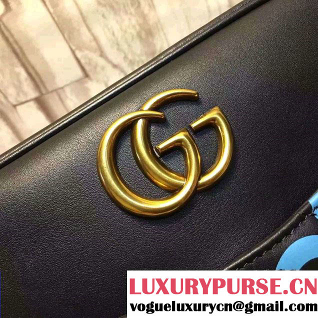 Gucci GG Marmont Matelassé Chevron Shoulder Medium Bag 443499 GucciGhost Black 2016