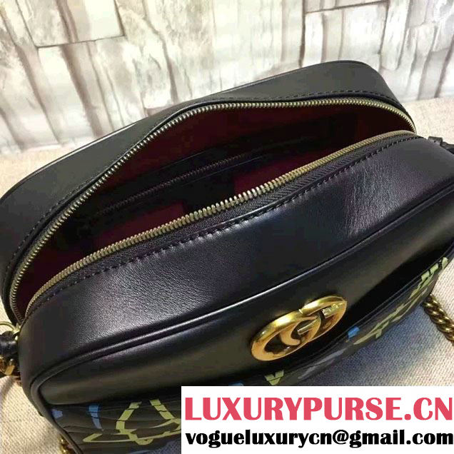 Gucci GG Marmont Matelassé Chevron Shoulder Medium Bag 443499 GucciGhost Black 2016