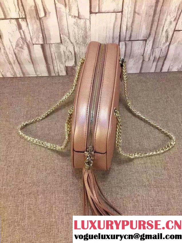 Gucci Soho Leather Shoulder Small Bag With Double Chain Straps 308983 Pink Gold