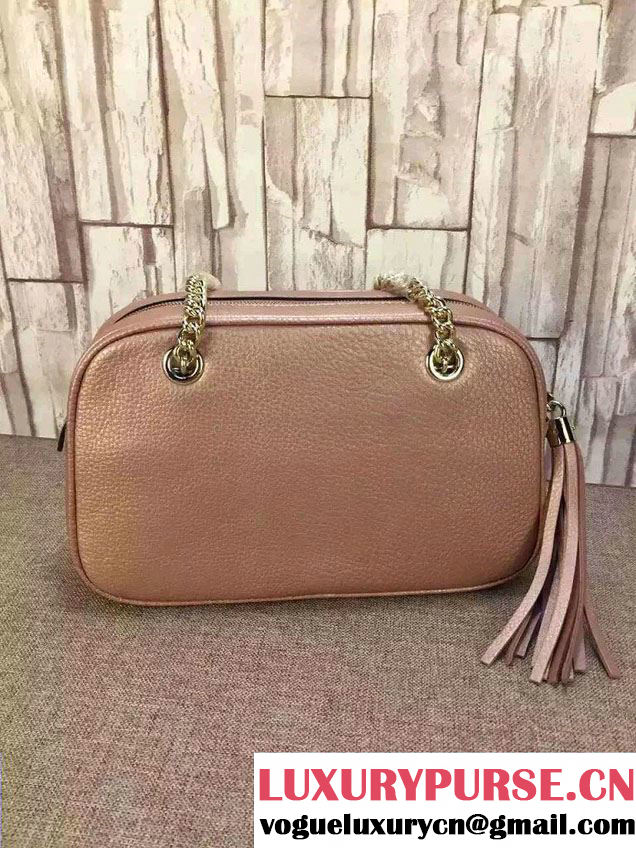 Gucci Soho Leather Shoulder Small Bag With Double Chain Straps 308983 Pink Gold