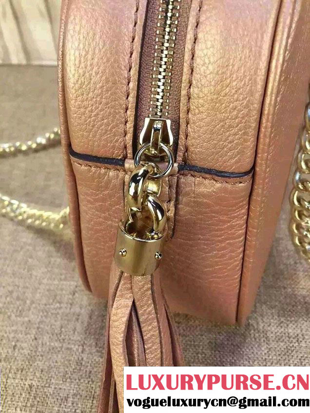 Gucci Soho Leather Shoulder Small Bag With Double Chain Straps 308983 Pink Gold