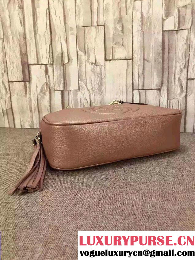 Gucci Soho Leather Shoulder Small Bag With Double Chain Straps 308983 Pink Gold