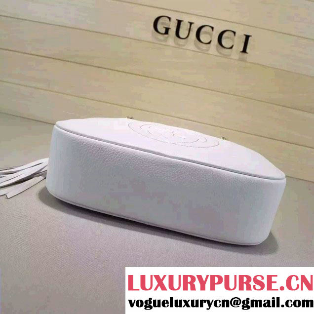 Gucci Soho Leather Shoulder Small Bag With Double Chain Straps 308983 White