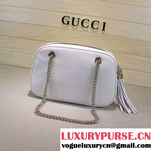 Gucci Soho Leather Shoulder Small Bag With Double Chain Straps 308983 White