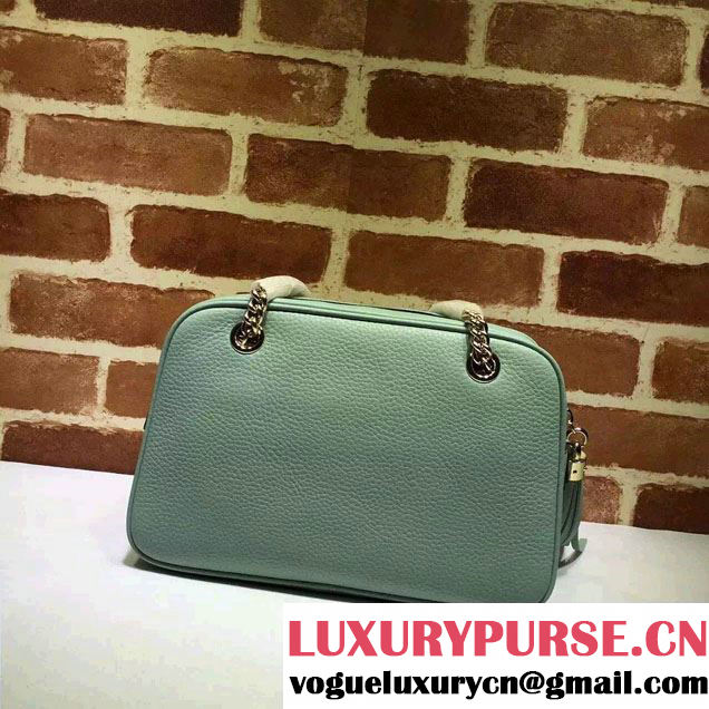 Gucci Soho Leather Shoulder Small Bag With Double Chain Straps 308983 Light Green