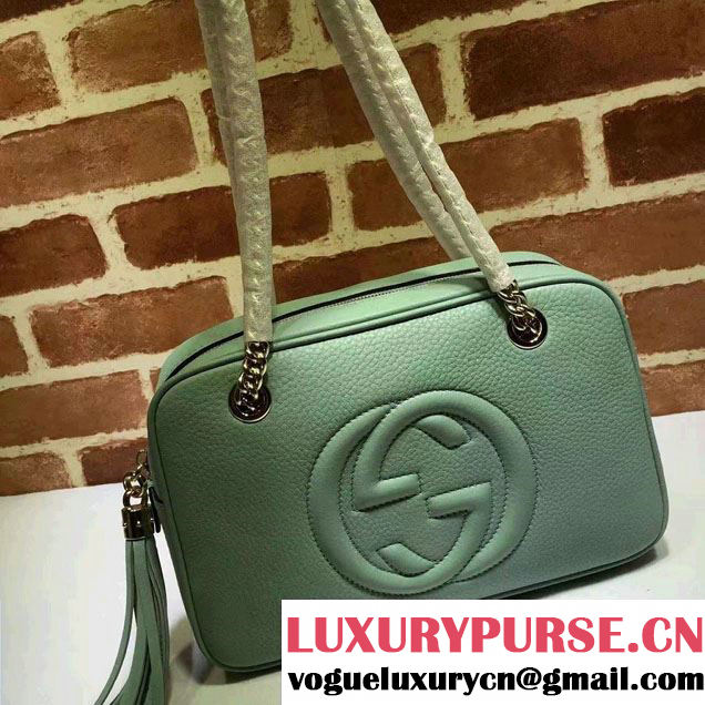 Gucci Soho Leather Shoulder Small Bag With Double Chain Straps 308983 Light Green