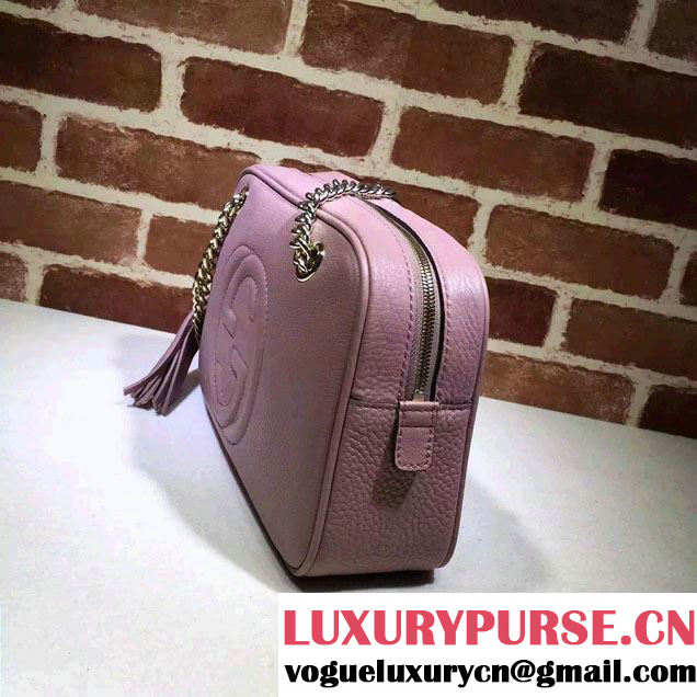 Gucci Soho Leather Shoulder Small Bag With Double Chain Straps 308983 Nude Pink