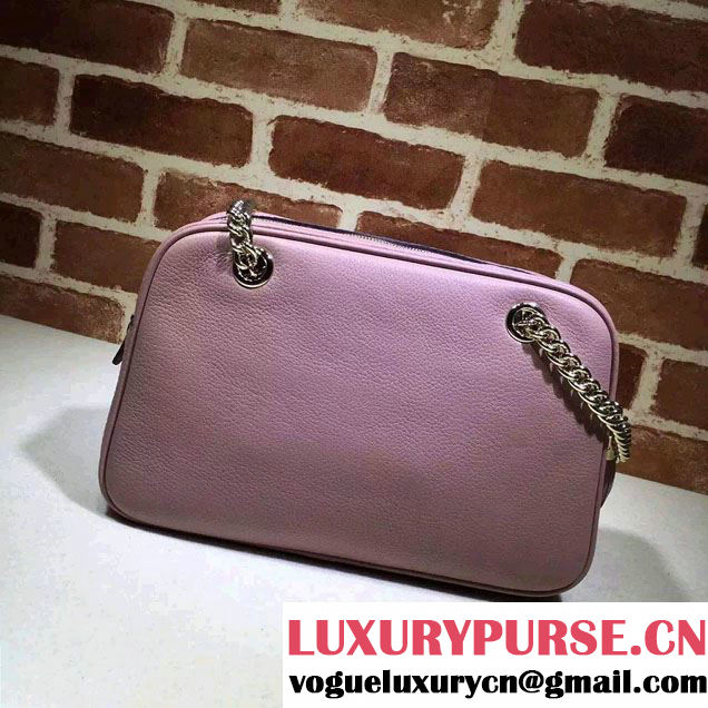 Gucci Soho Leather Shoulder Small Bag With Double Chain Straps 308983 Nude Pink