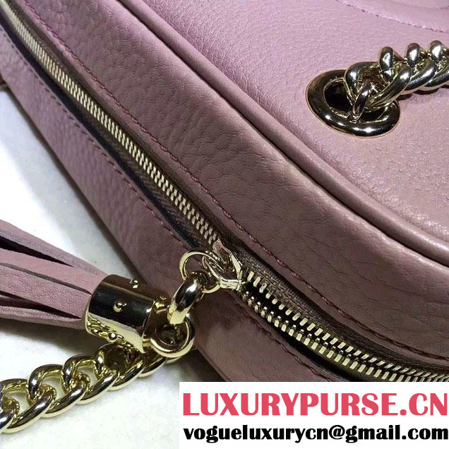 Gucci Soho Leather Shoulder Small Bag With Double Chain Straps 308983 Nude Pink
