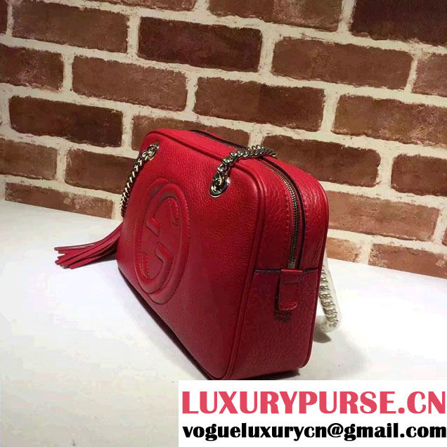 Gucci Soho Leather Shoulder Small Bag With Double Chain Straps 308983 Red