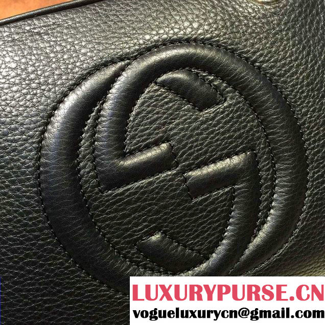 Gucci Soho Leather Shoulder Small Bag With Double Chain Straps 308983 Black