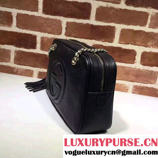 Gucci Soho Leather Shoulder Small Bag With Double Chain Straps 308983 Black