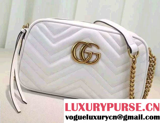 Gucci GG Marmont Matelassé Chevron Shoulder Small Bag 447632 White 2016