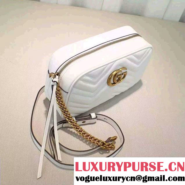 Gucci GG Marmont Matelassé Chevron Shoulder Small Bag 447632 White 2016