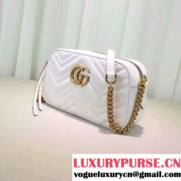Gucci GG Marmont Matelassé Chevron Shoulder Small Bag 447632 White 2016