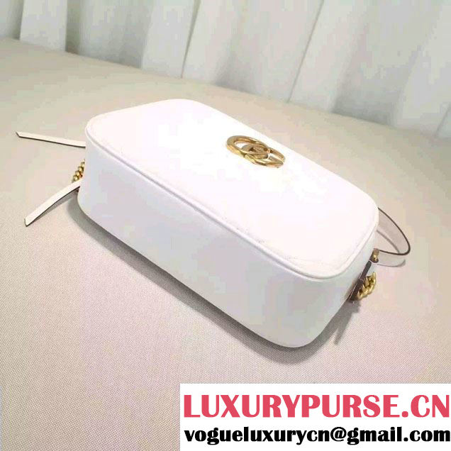 Gucci GG Marmont Matelassé Chevron Shoulder Small Bag 447632 White 2016