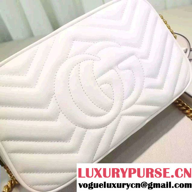 Gucci GG Marmont Matelassé Chevron Shoulder Small Bag 447632 White 2016