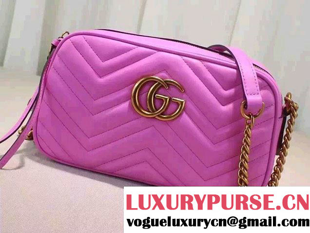 Gucci GG Marmont Matelassé Chevron Shoulder Small Bag 447632 Pink 2016