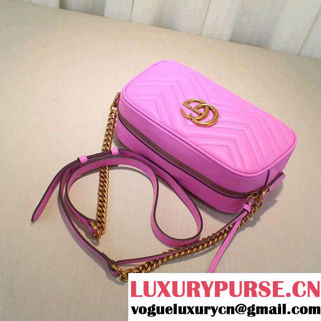 Gucci GG Marmont Matelassé Chevron Shoulder Small Bag 447632 Pink 2016
